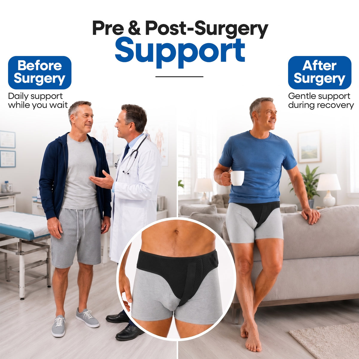 Ceinture Herniaire Inguinale pour Hommes (Convient aux deux côtés)