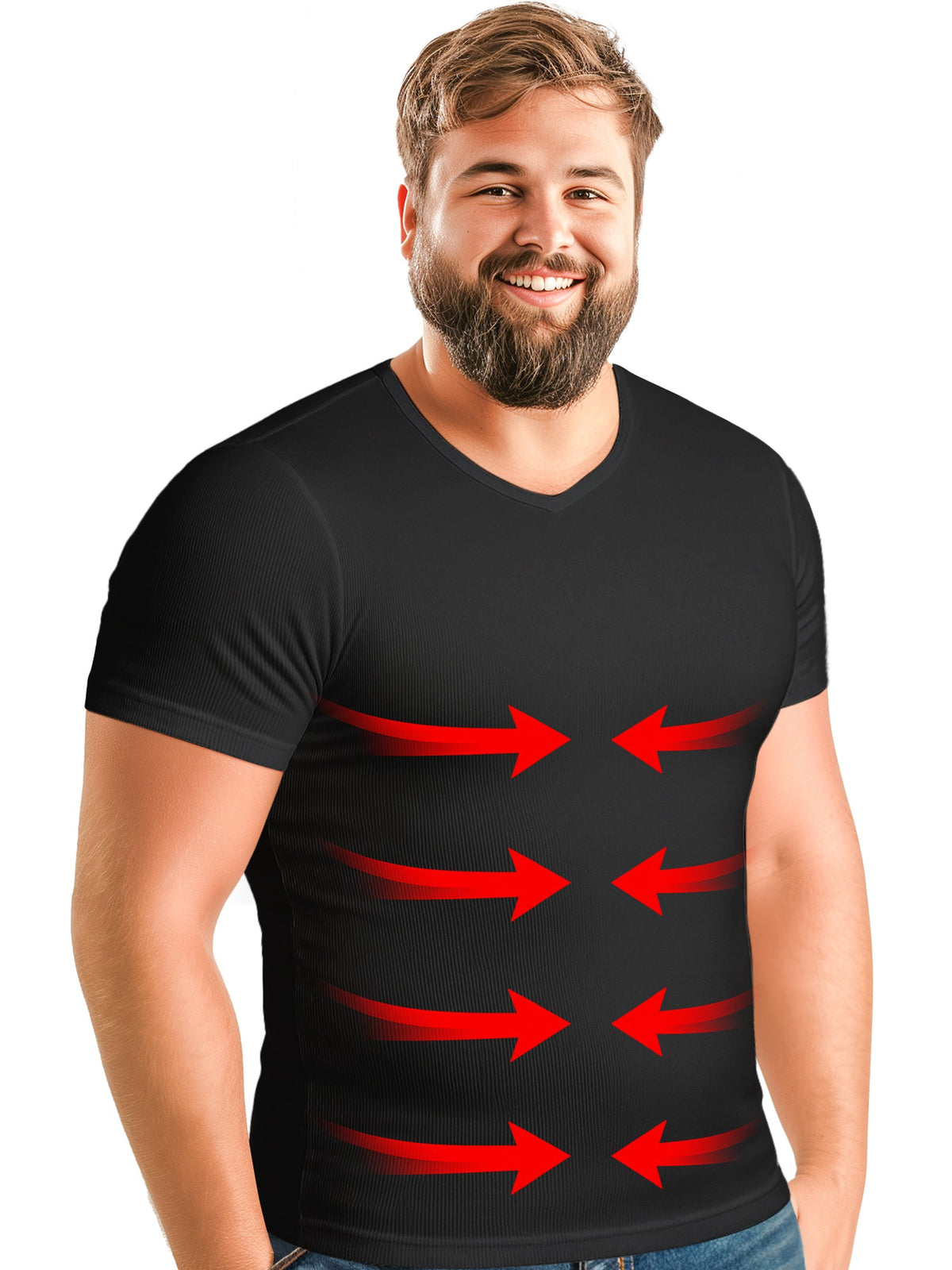 T-shirt gainant compression homme à col en V et manches courtes