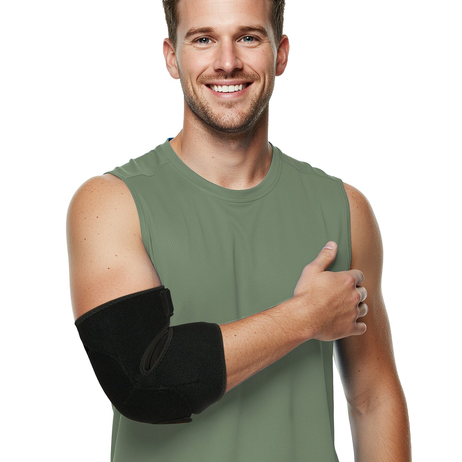 Arm and elbow supports including braces and compression sleeves for tendonitis, tennis elbow, sprains and muscle strain pain relief.