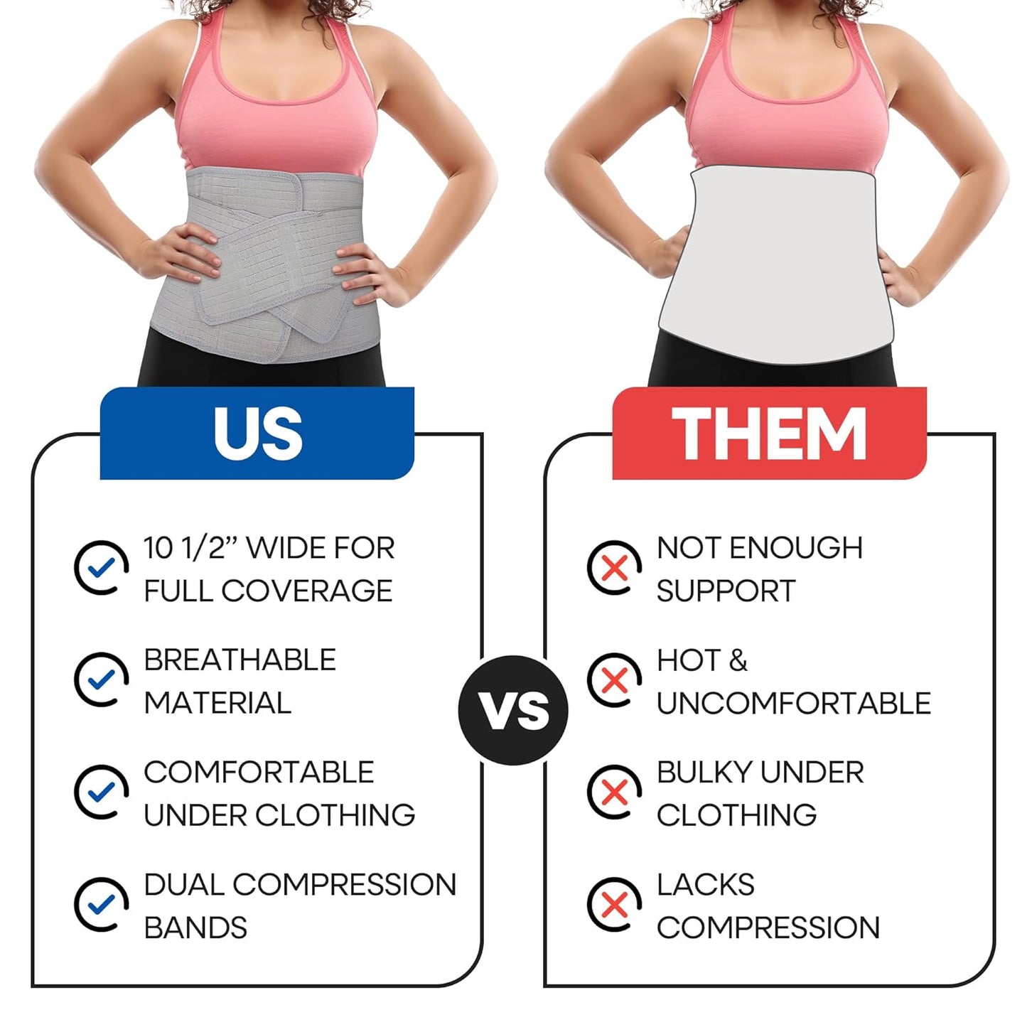 Unisex Abdominal Binder Post Surgery Belly Wrap with Compression Bands