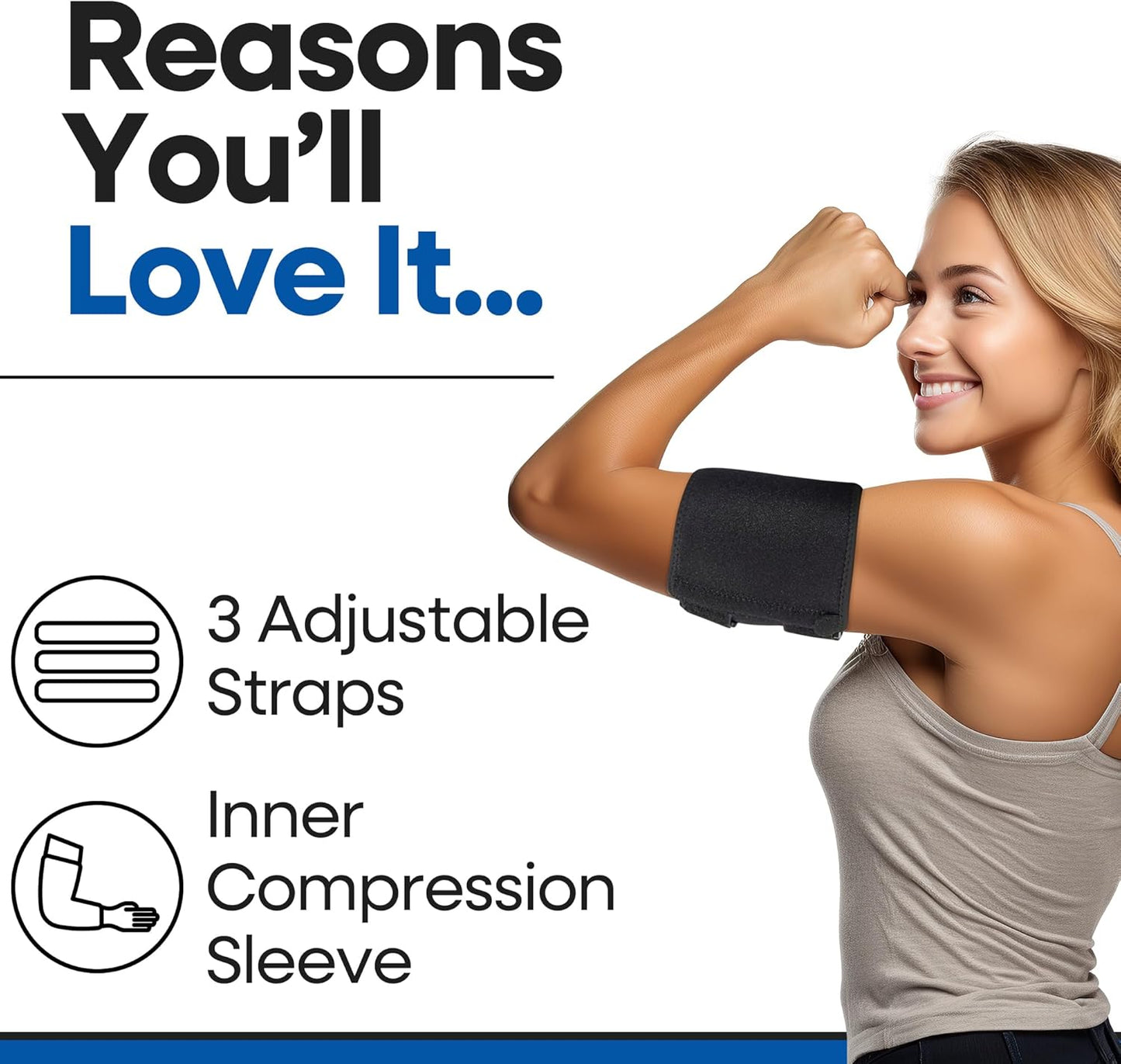 Unisex Bicep Tendonitis Brace & Compression Sleeve