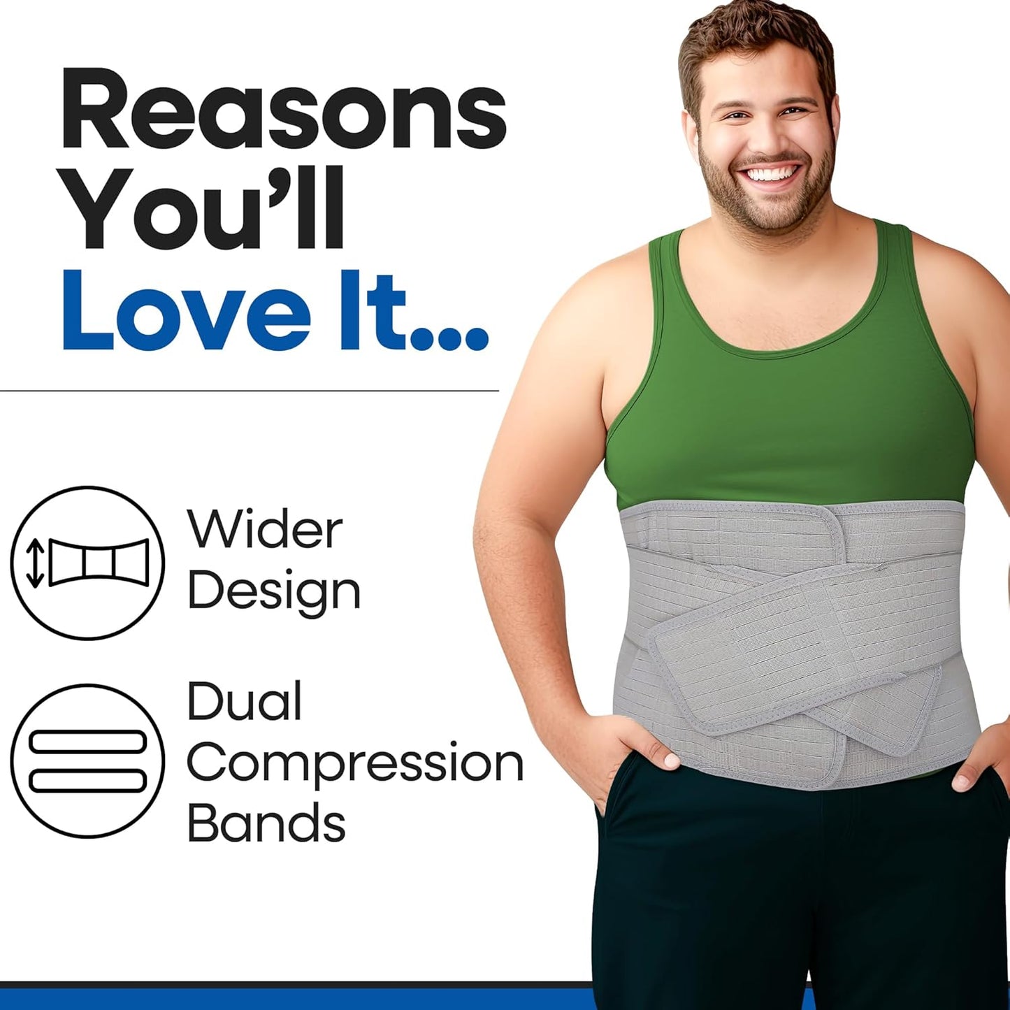 Unisex Abdominal Binder Post Surgery Belly Wrap with Compression Bands