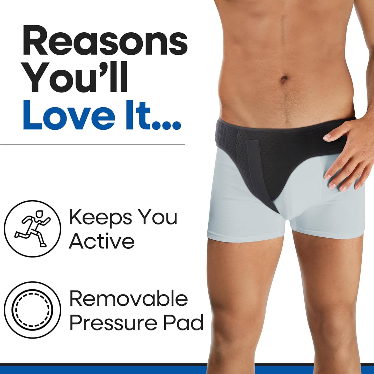 Inguinal Hernia Belt for Men (Fits Both Sides)