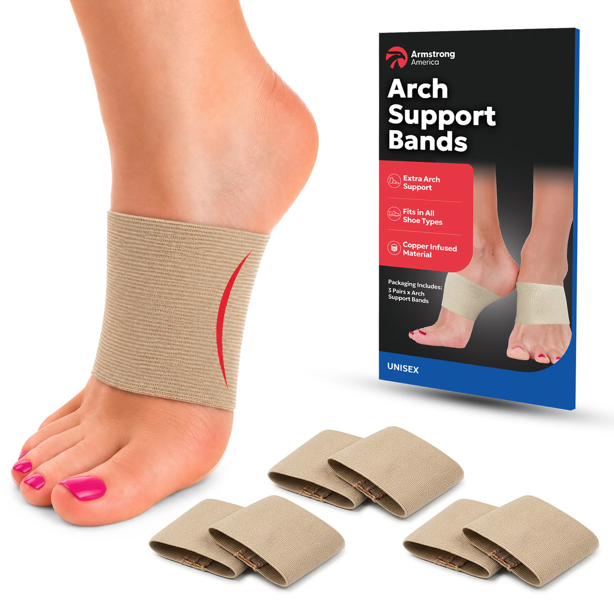 Soportes de arco unisex para fascitis plantar | 3 pares