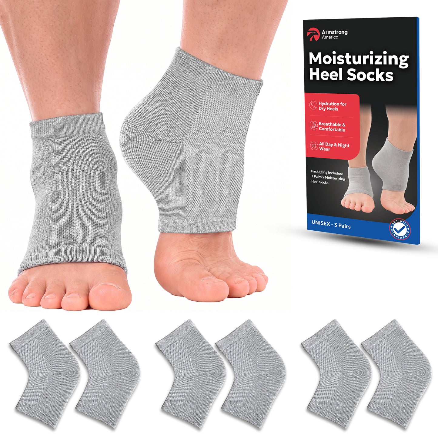 Chaussettes hydratantes pour talons (3 paires)