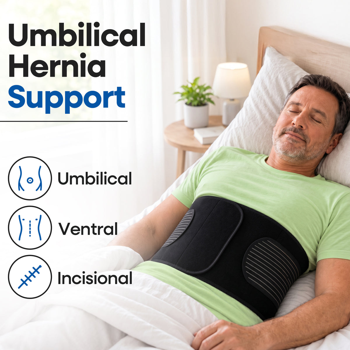 Ceinture herniaire unisexe avec sangles de soutien et pelote de compression
