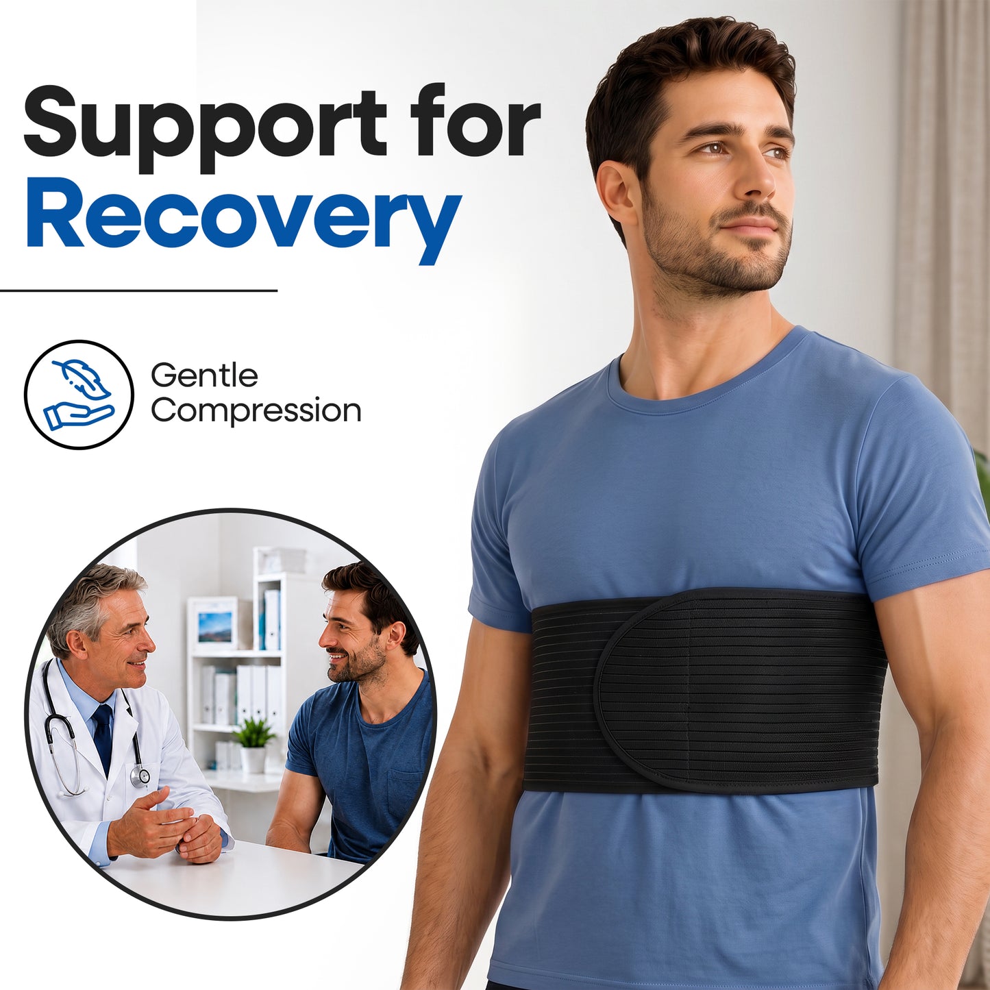 Faja/Venda Acanalada Unisex para el Pecho/Costillas para Aliviar el Dolor Costal