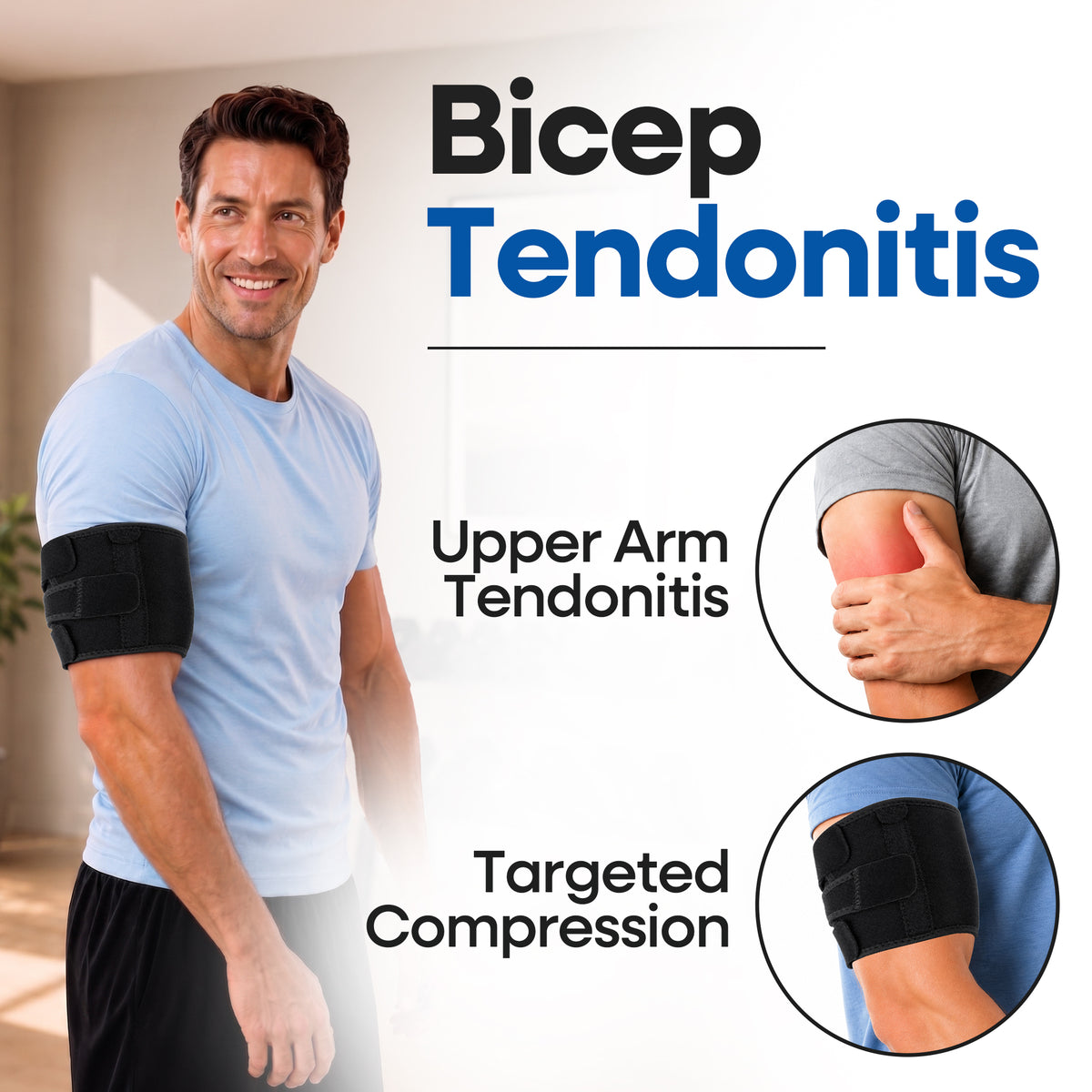 Attelle et manchon de compression unisexe pour la tendinite du biceps