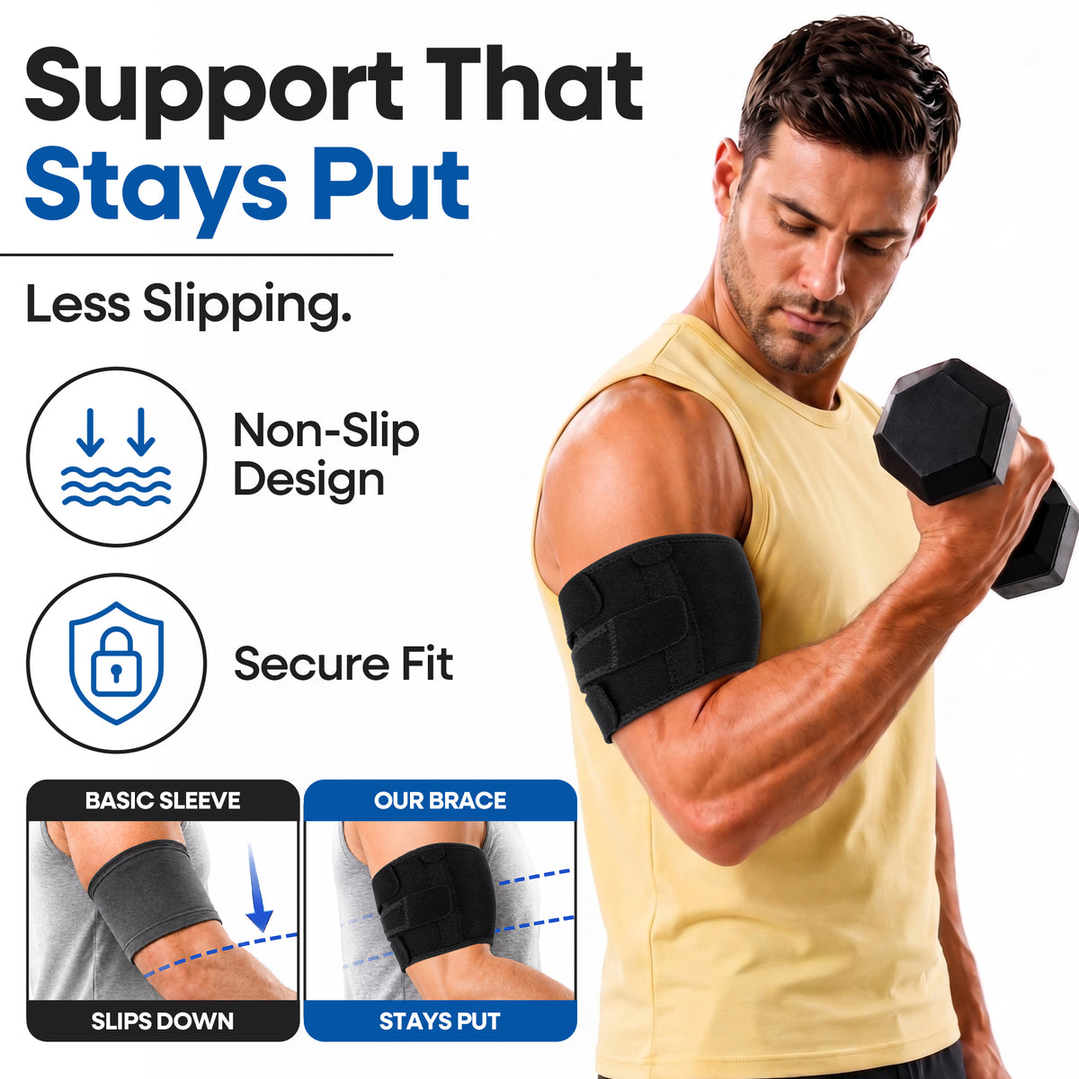 Attelle et manchon de compression unisexe pour la tendinite du biceps