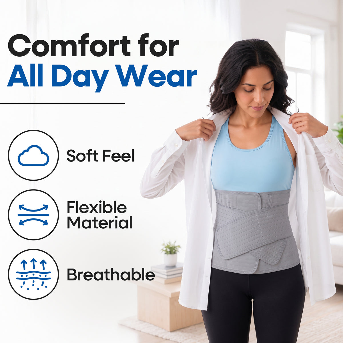 Ceinture abdominale unisexe post-opératoire avec bandes de compression