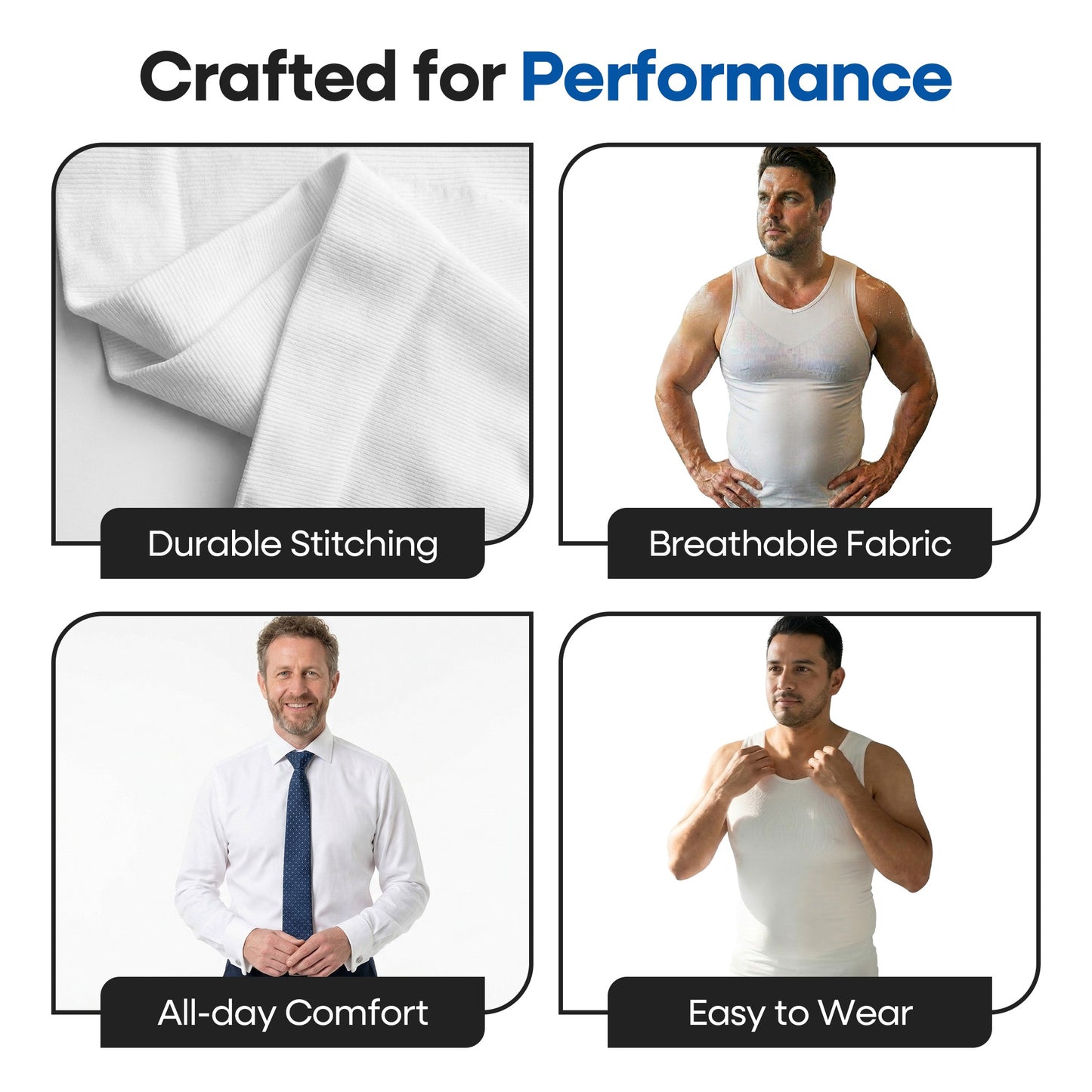 Mens Compression Slimming V-Neck Tank Top Shapewear