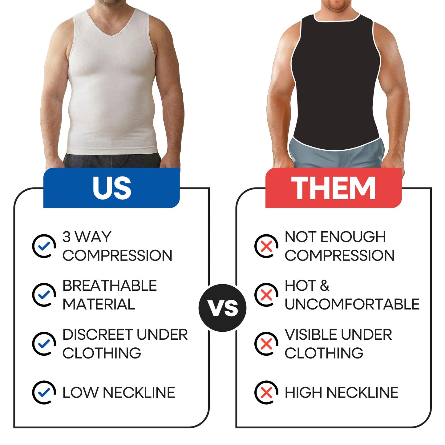 Mens Compression Slimming V-Neck Tank Top Shapewear