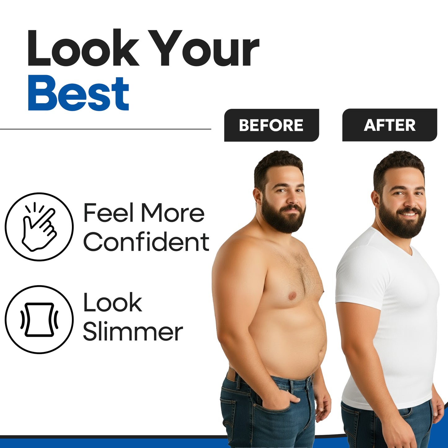 Short Sleeve Men's Compression V-Neck T-Shirt Shapewear for Gynecomastia