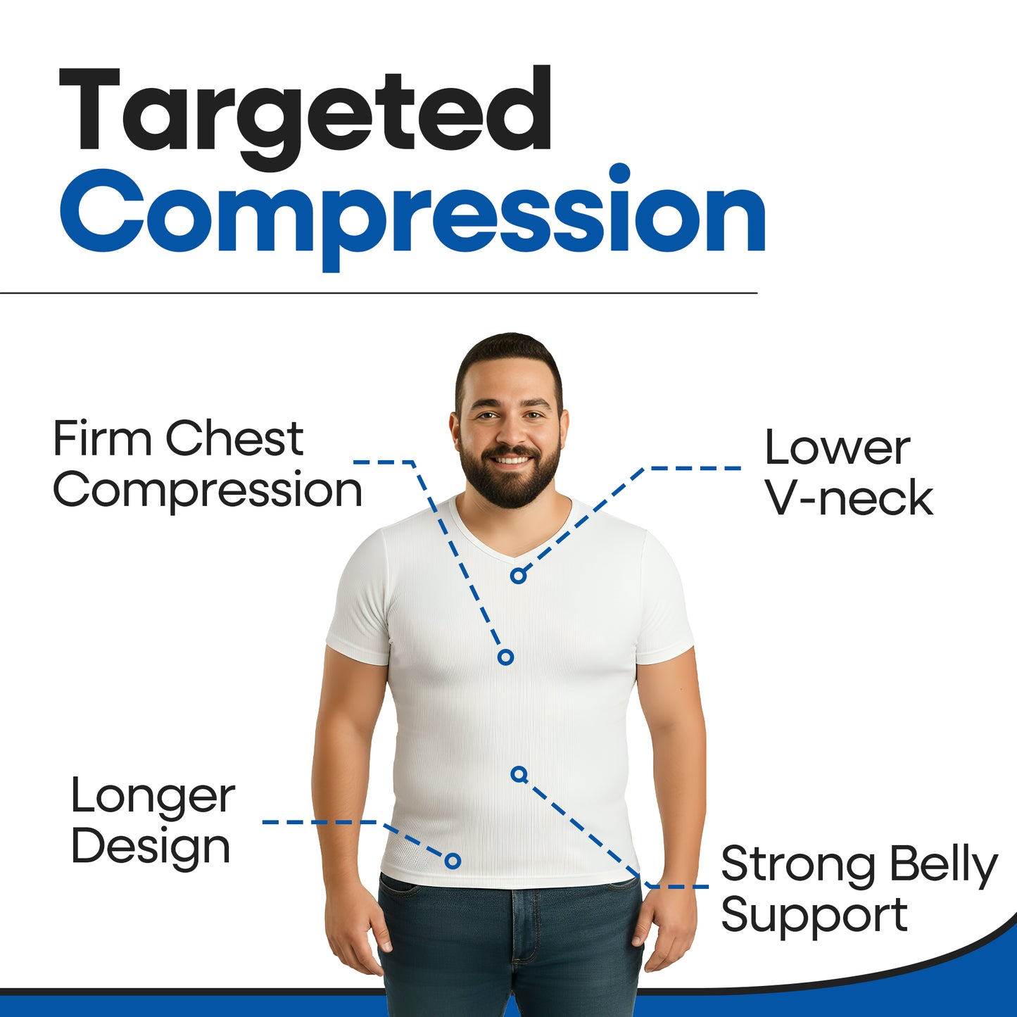 Short Sleeve Men's Compression V-Neck T-Shirt Shapewear for Gynecomastia