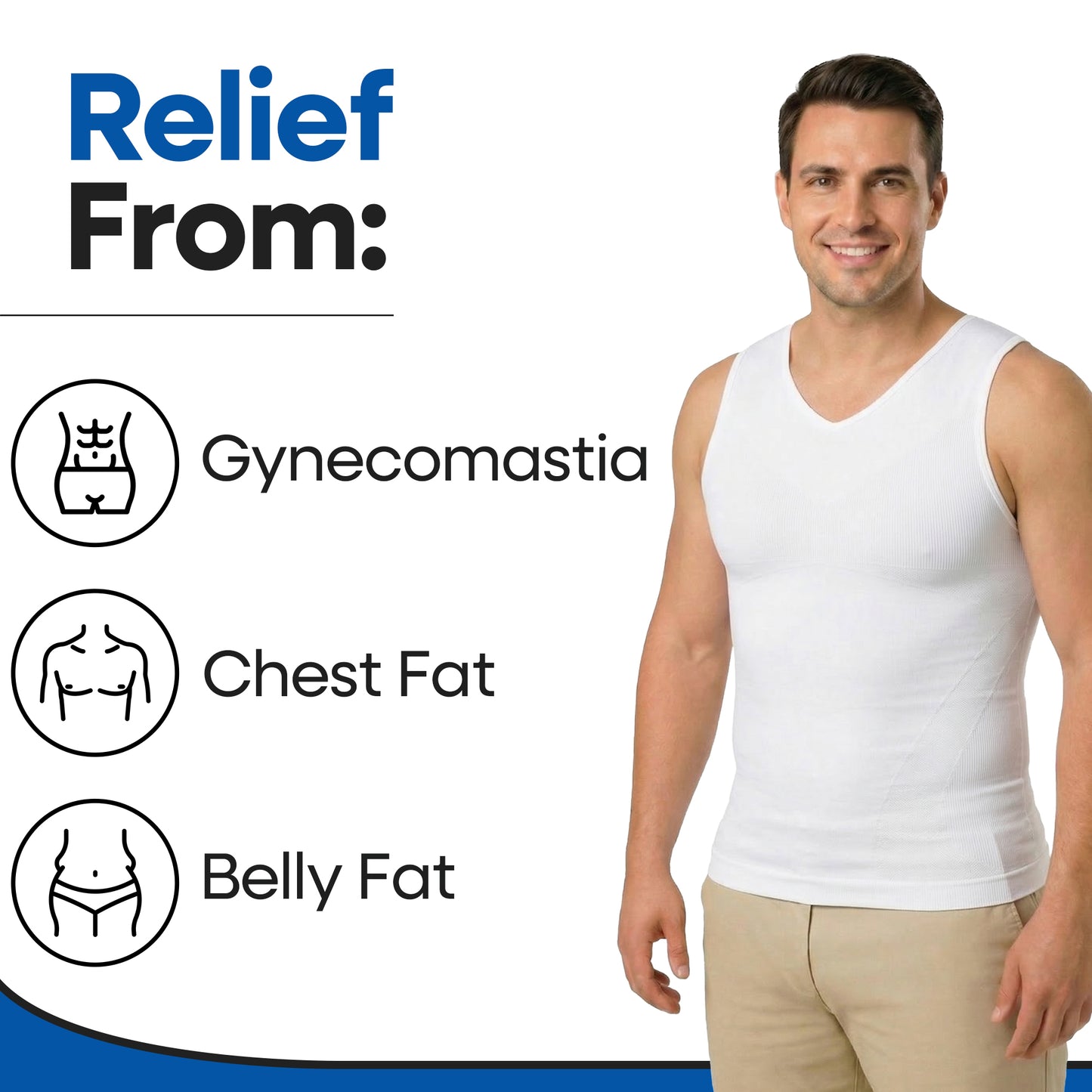 Mens Compression Slimming V-Neck Tank Top Shapewear