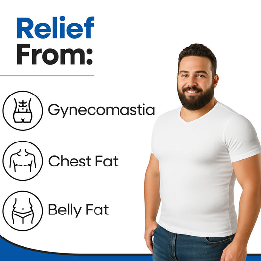 Short Sleeve Men's Compression V-Neck T-Shirt Shapewear for Gynecomastia
