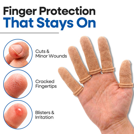 75 Pack Cotton Finger Cots - Finger Protectors for Wound Care