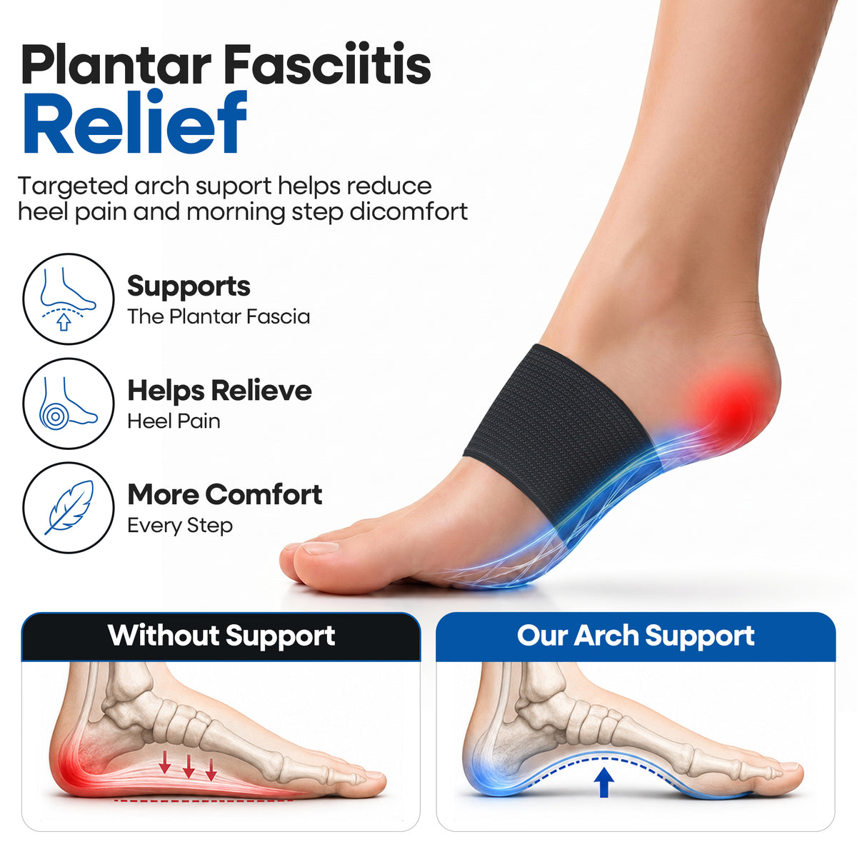 Soportes de arco unisex para fascitis plantar | 3 pares