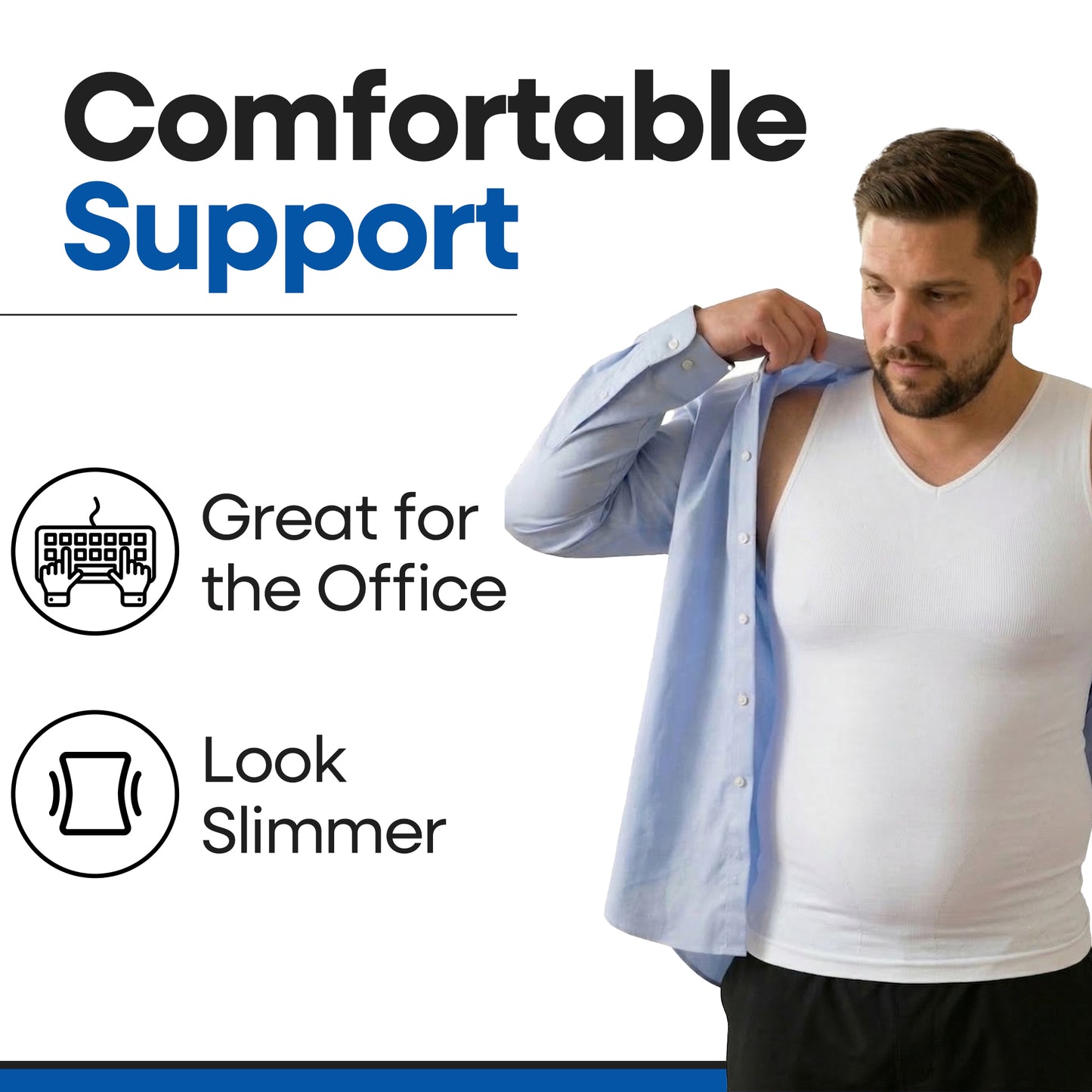 Mens Compression Slimming V-Neck Tank Top Shapewear