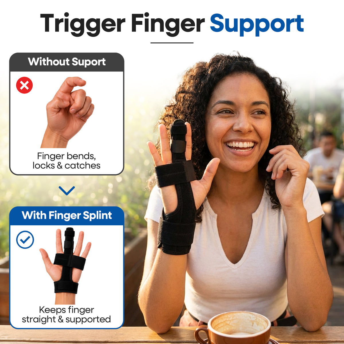 Trigger Finger Splint Finger Brace with Palm Band