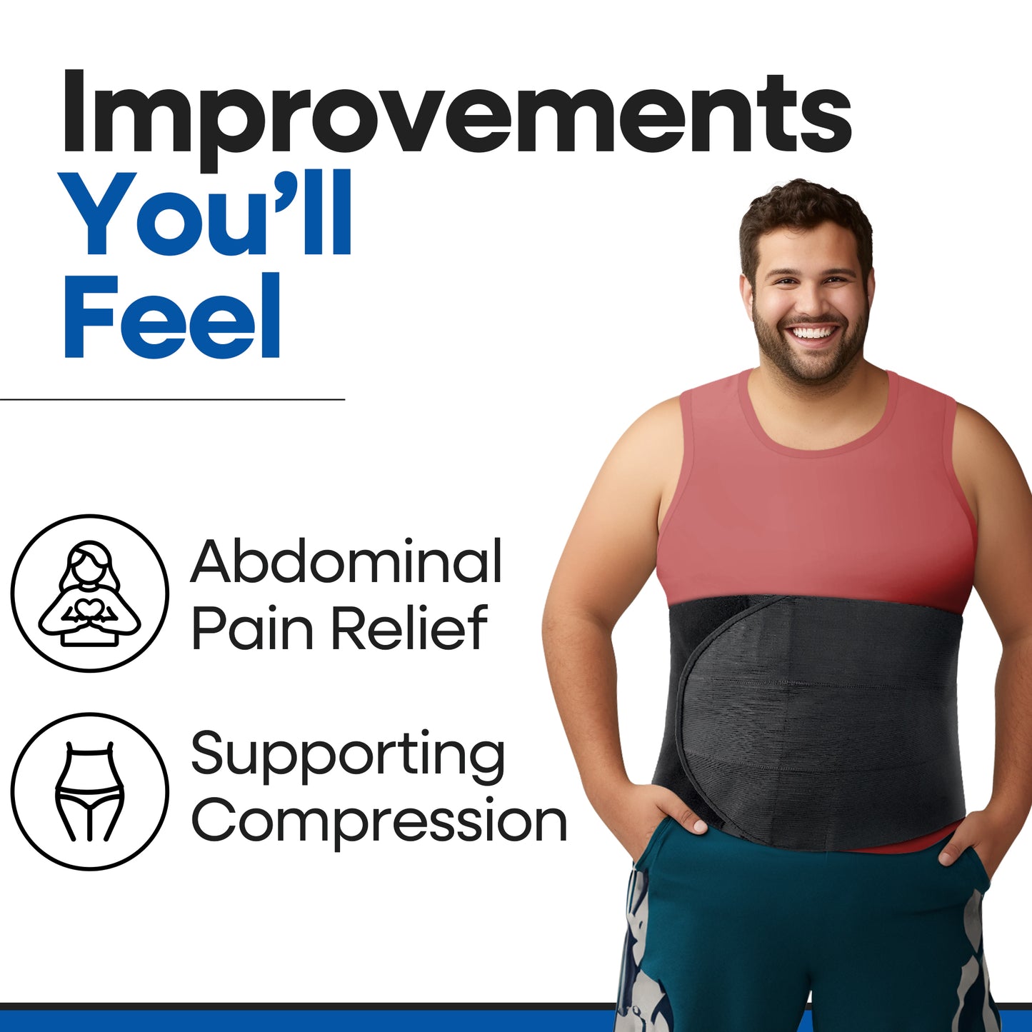 Unisex Plus Size 12" Wide Abdominal Binder Belly Wrap