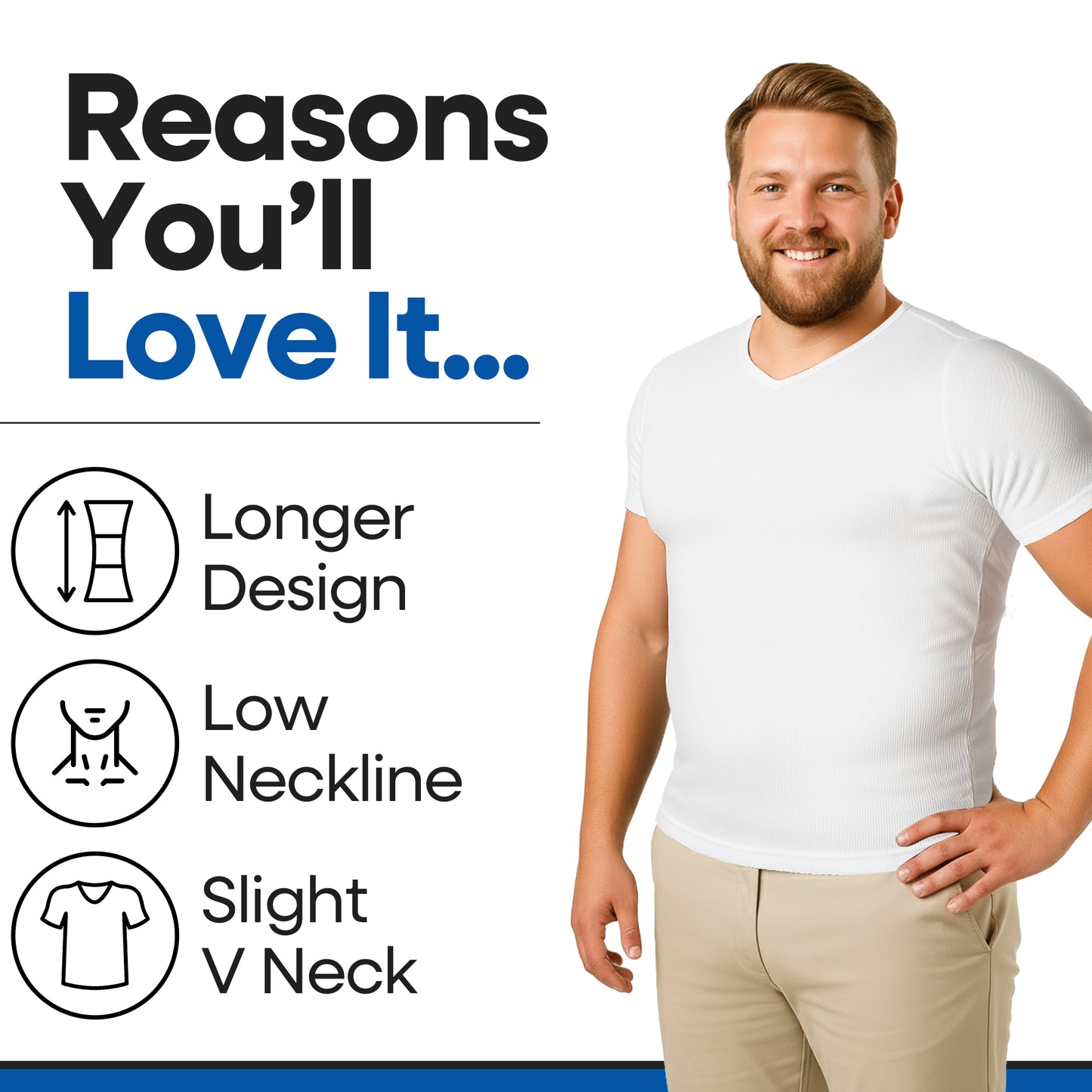 Short Sleeve Men's Compression V-Neck T-Shirt Shapewear for Gynecomastia