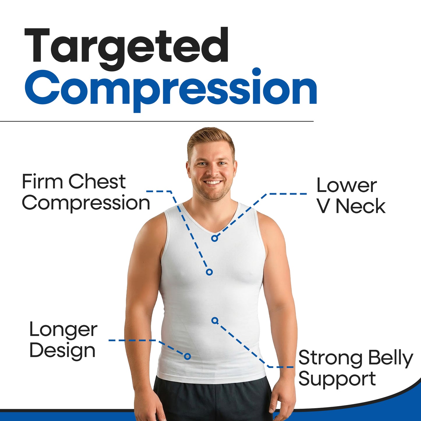 Mens Compression Slimming V-Neck Tank Top Shapewear