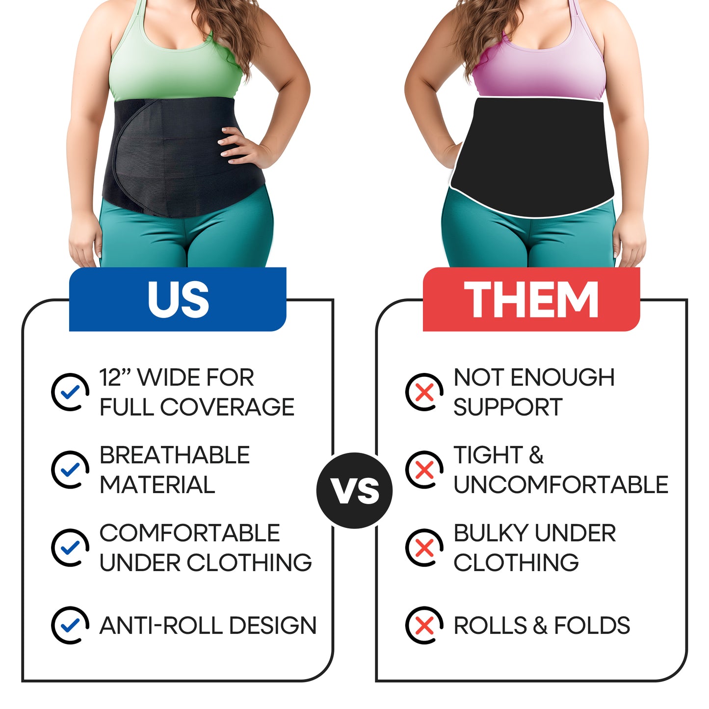 Unisex Plus Size 12" Wide Abdominal Binder Belly Wrap