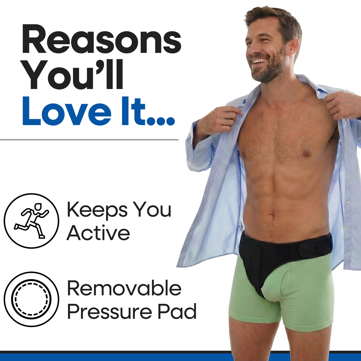 Ceinture Herniaire Inguinale pour Hommes (Convient aux deux côtés)