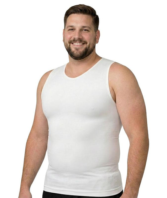 Camiseta sin mangas de compresión con cuello en V para hombre para adelgazar