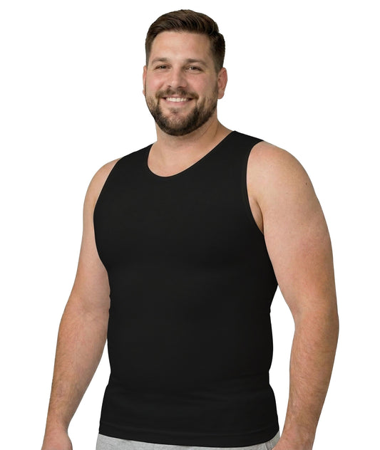 Camiseta sin mangas de compresión con cuello en V para hombre para adelgazar