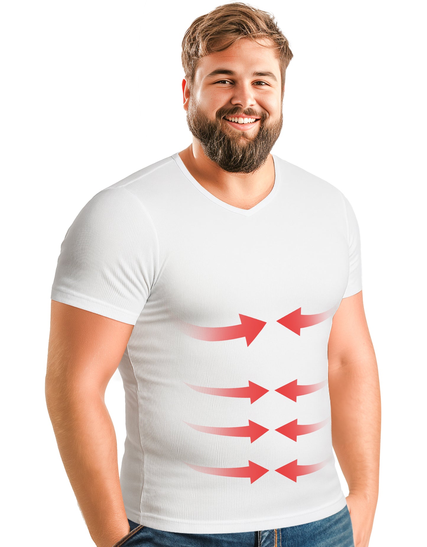 Short Sleeve Men's Compression V-Neck T-Shirt Shapewear for Gynecomastia