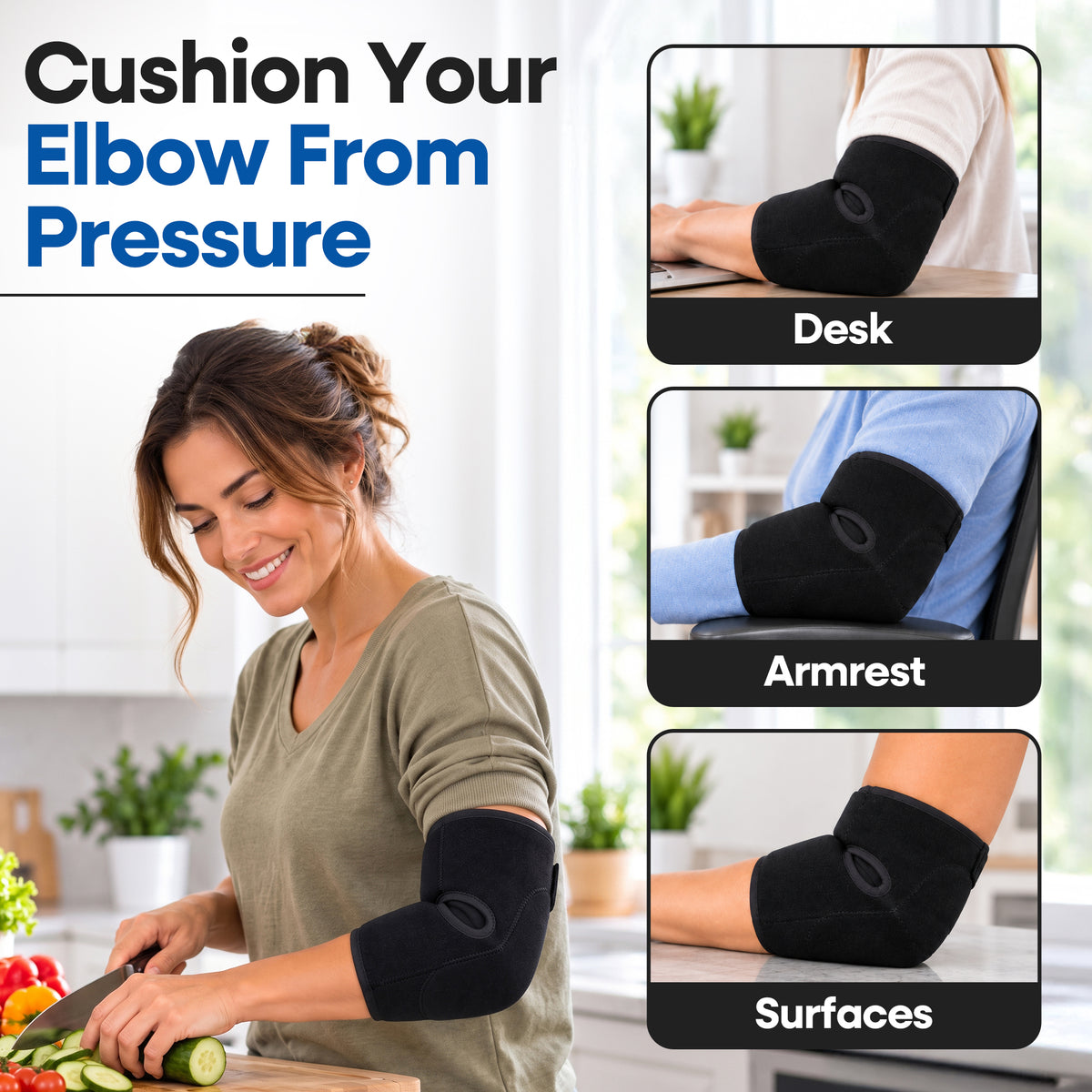 Codera unisex acolchada para bursitis | Con funda de compresión