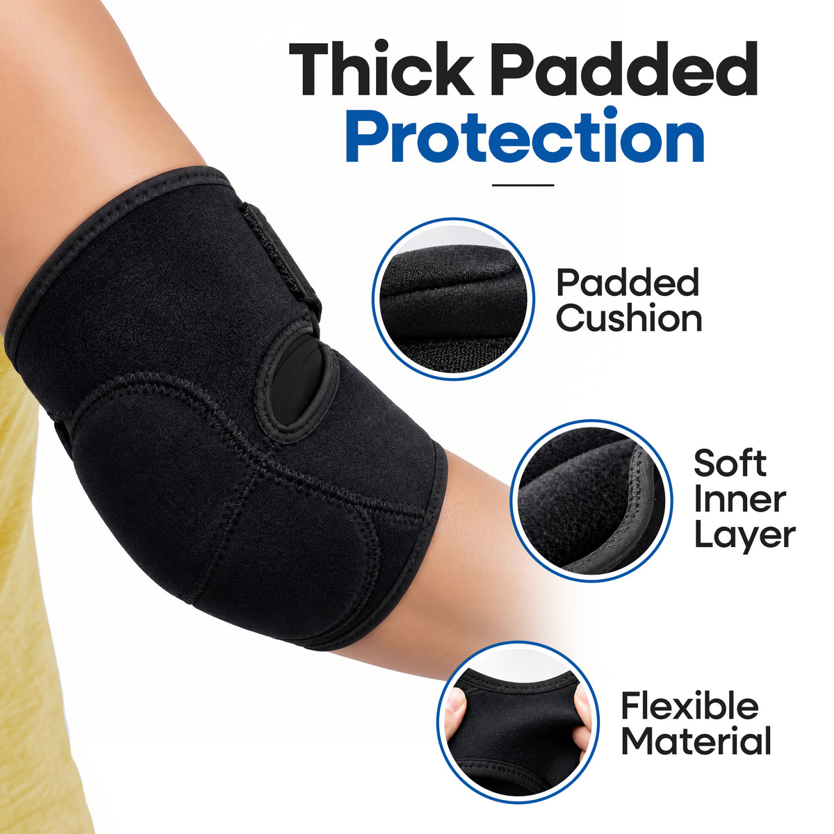 Codera unisex acolchada para bursitis | Con funda de compresión