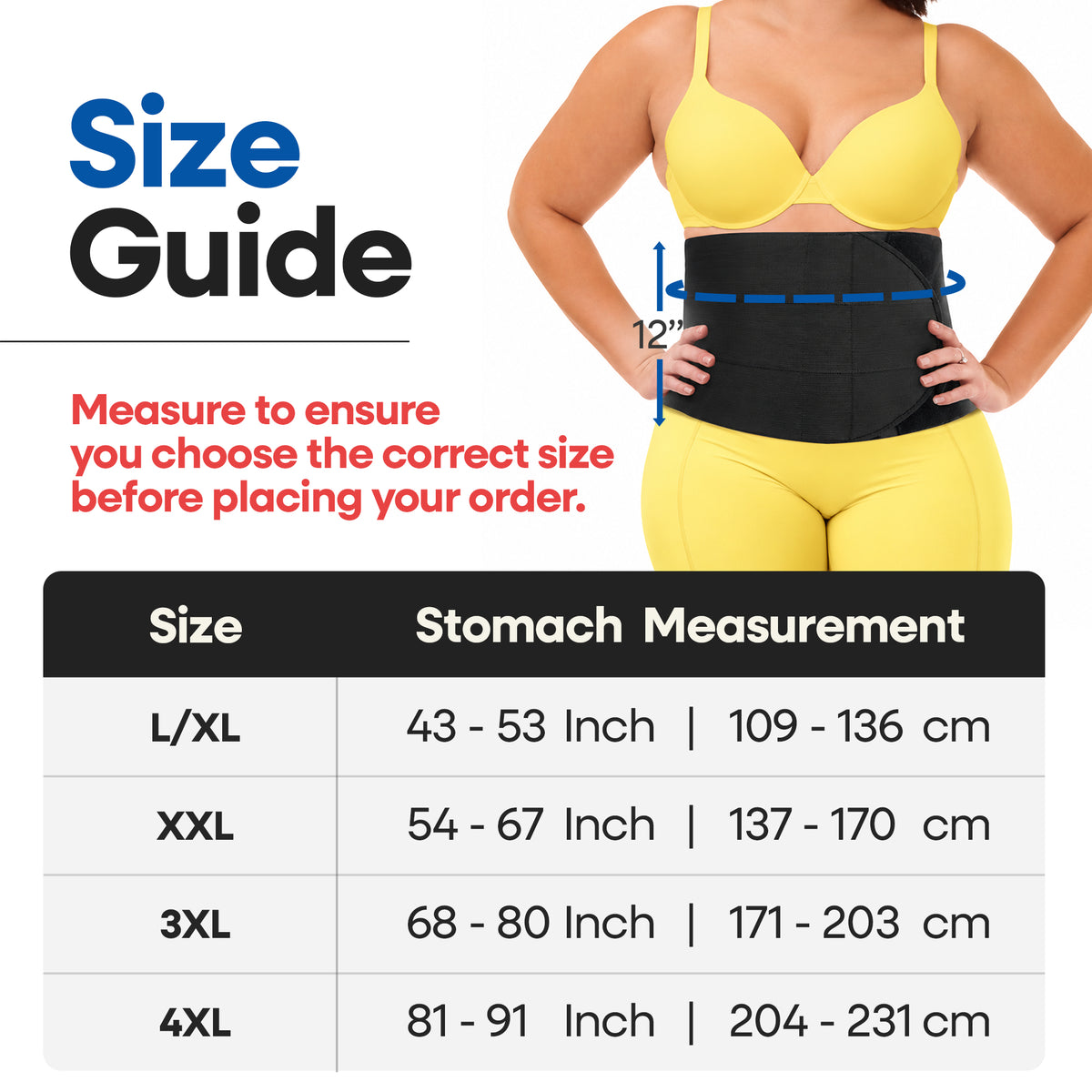 Faja Abdominal Unisex Tallas Grandes de 30,5 cm de Ancho