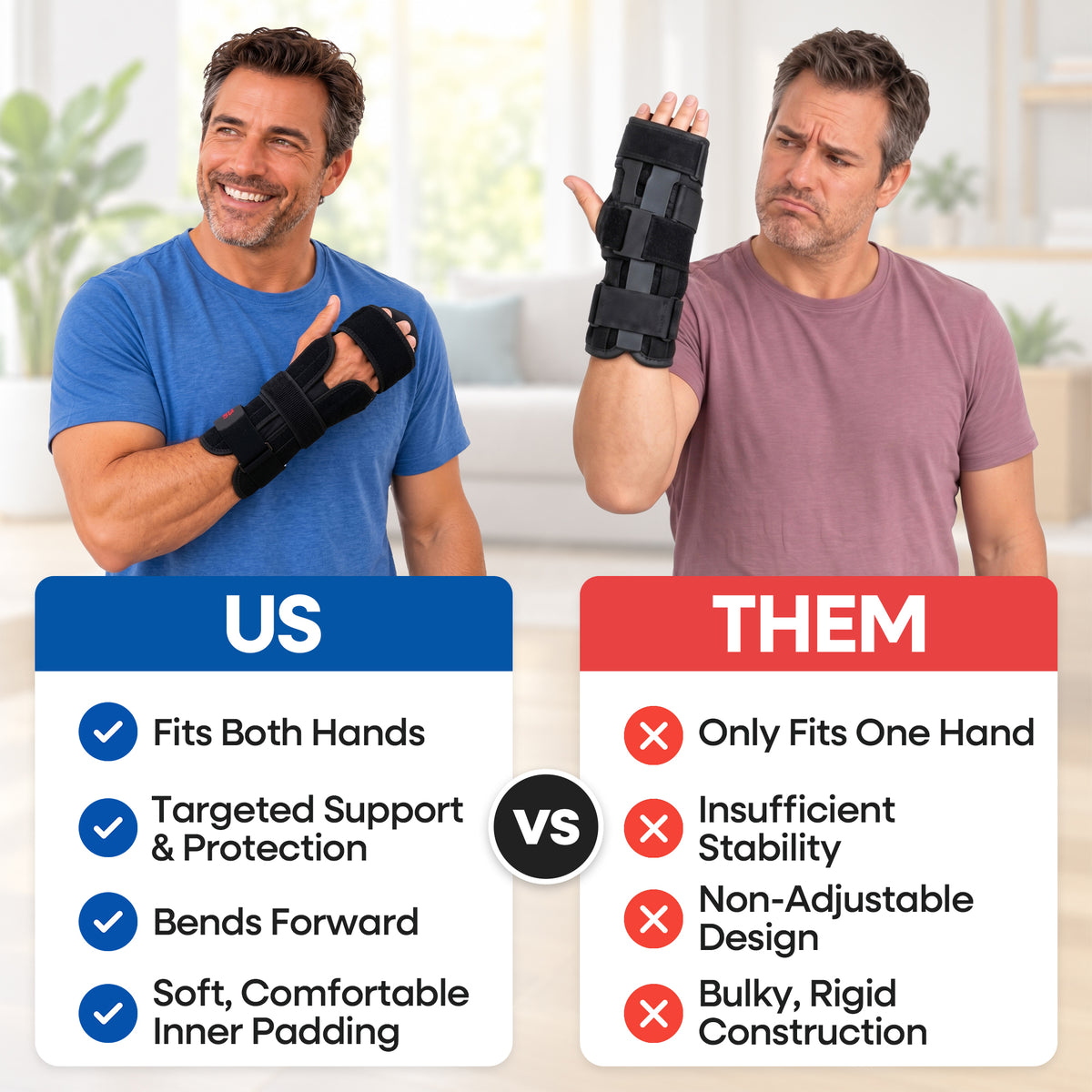 Resting Hand Splint for Stroke - Hand Brace with Finger Support Brace (Fits Both Hands)