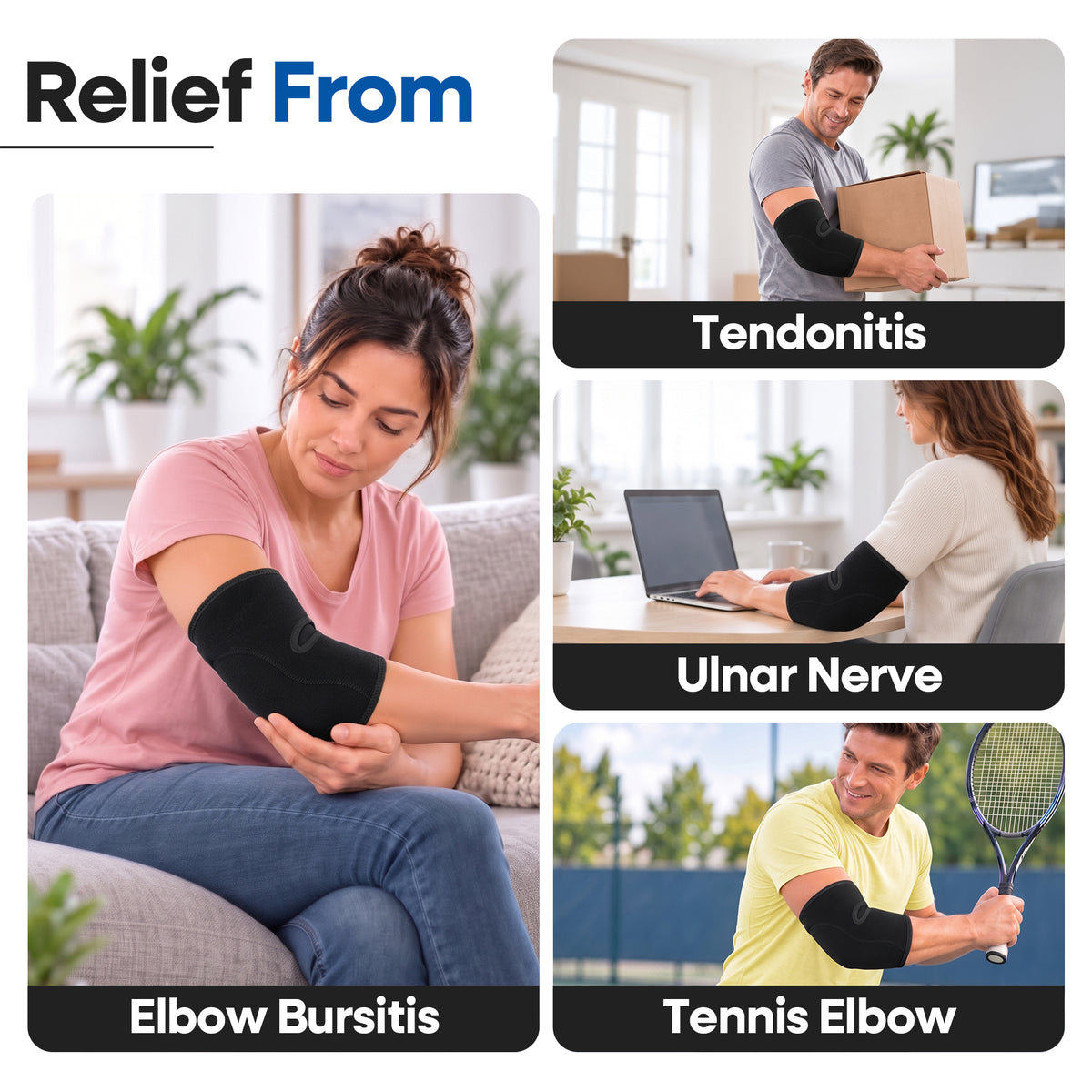 Codera unisex acolchada para bursitis | Con funda de compresión